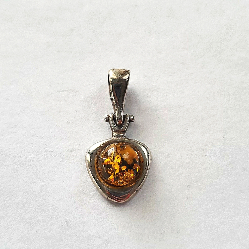 Green amber .942 sterling silver pendant